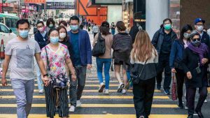 Una strada di Hong Kong