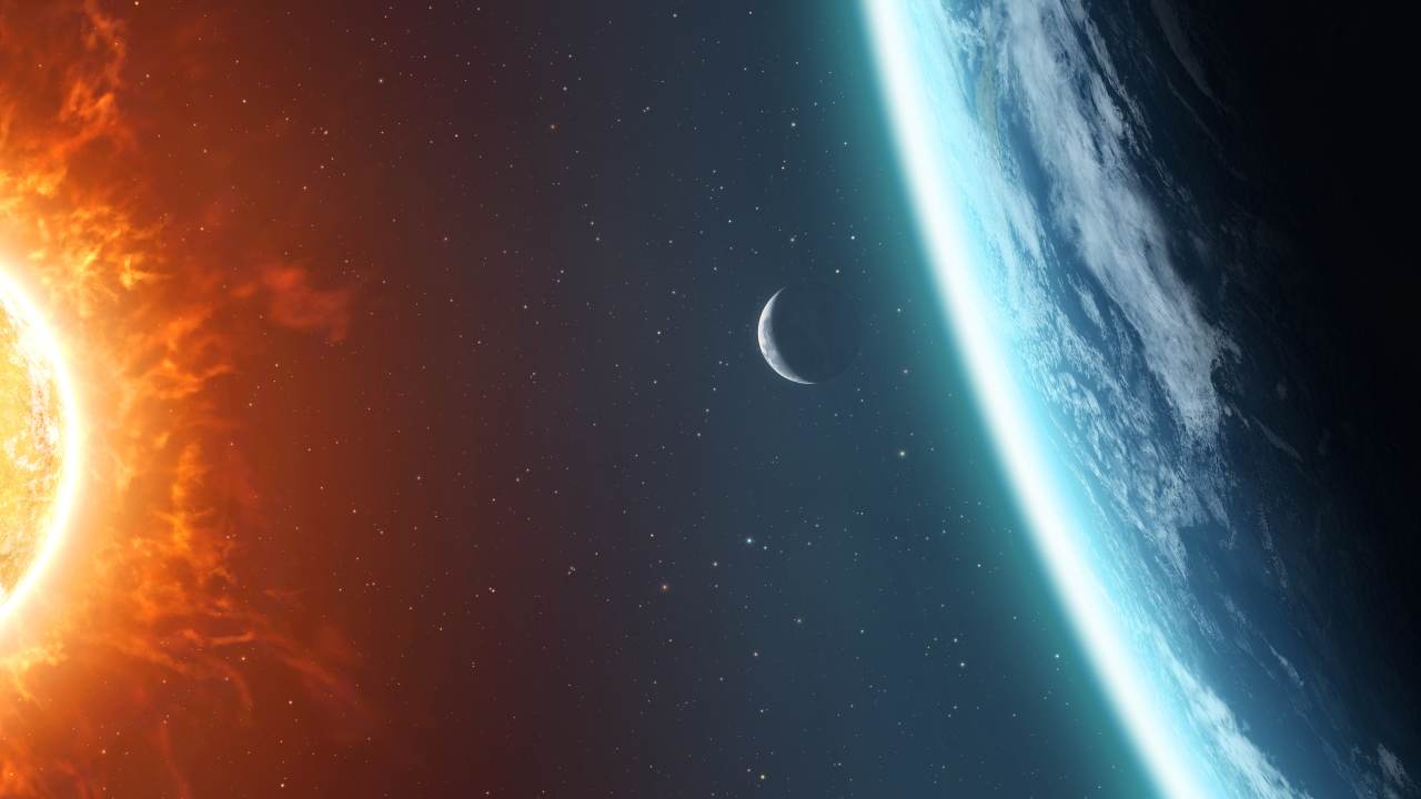Terra, sole e luna nello spazio
