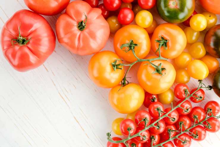 Vari tipi di pomodoro visti dall'alto